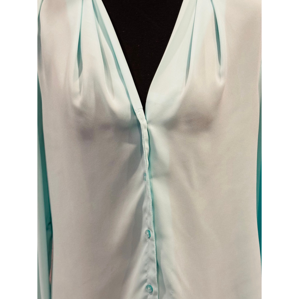 Express Women's Aqua Button-Up Blouse - Size Large - Picture 5 of 8